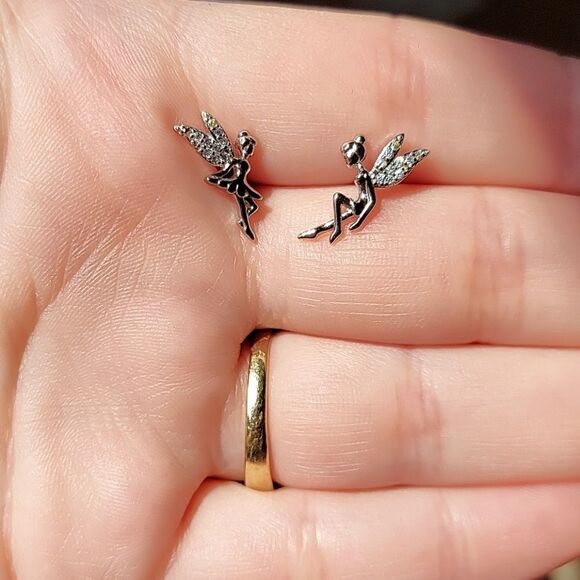 925 Sterling Silver Fairy Earrings - Picture 6 of 8